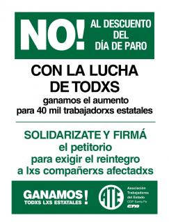 El Plenario de Delegados resolvió impulsar un petitorio de reintegro del día de paro