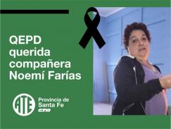 Profundo dolor por la muerte de la delegada Noemí Farías